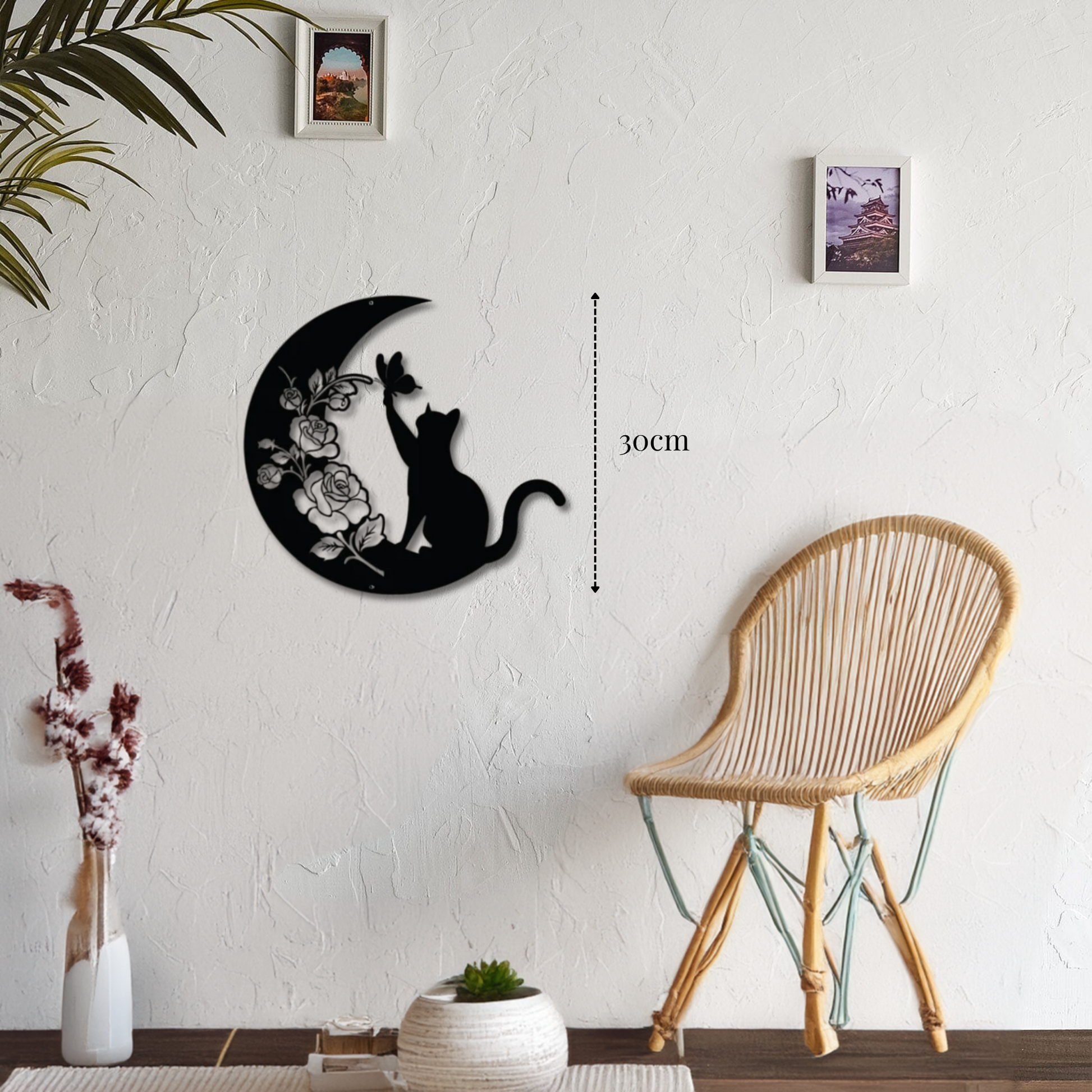 petite décoration murale chat sur la lune